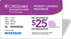 CRESEMBA Patient Savings Program Card