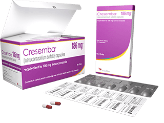 CRESEMBA 186 mg capsules and packaging